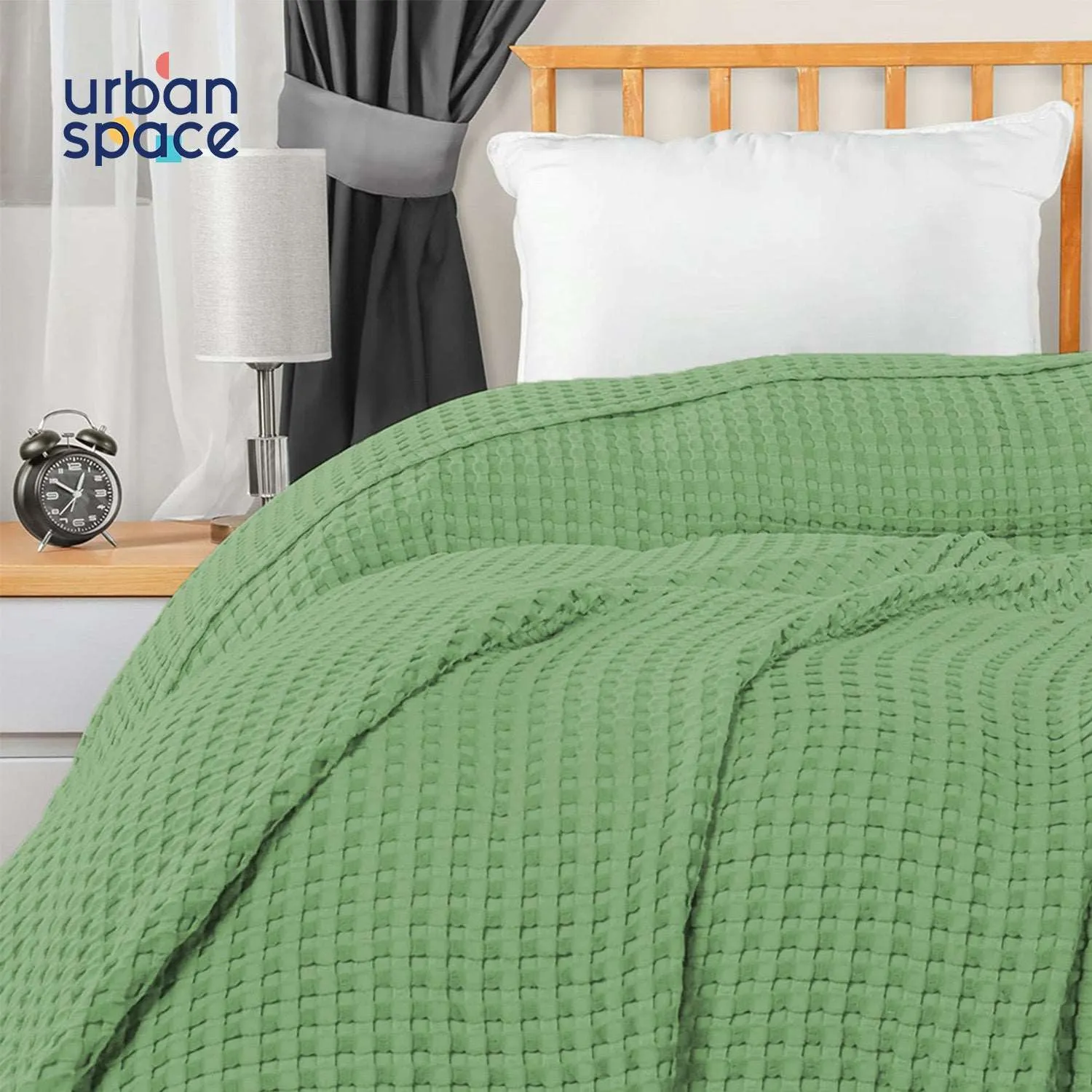 100% Cotton Waffle Weave Blanket / Cotton Dohar for Bedroom - Sage Green