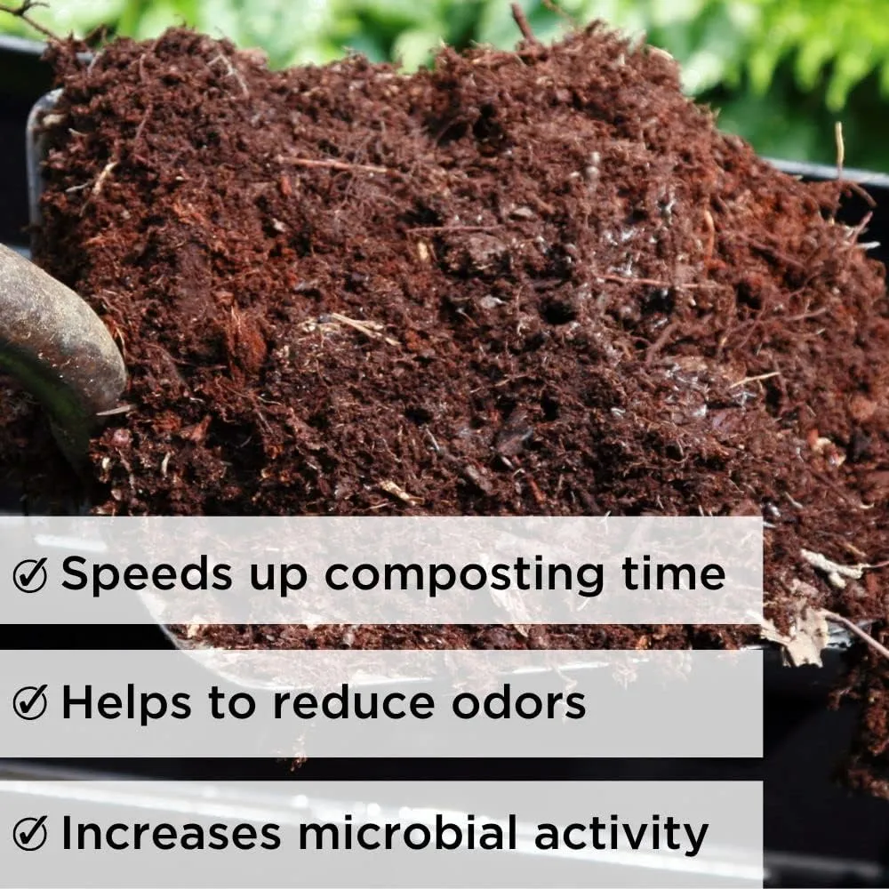 100x Concentrated Natural Compost Starter & Accelerator | All-Natural, Odor Control for Indoor & Outdoor Bins, Tumblers, and Piles | Fast Decomposition