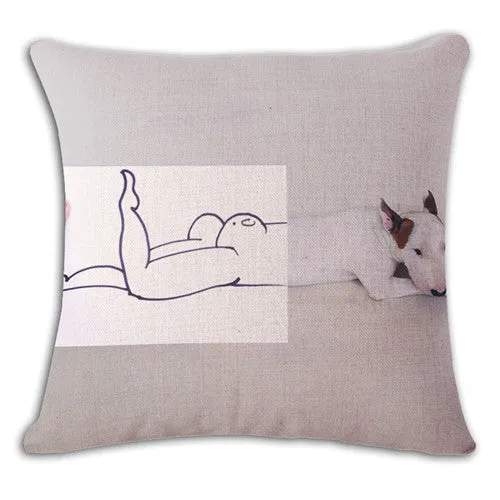 18'' Square Bullterrier Cushion Covers Dog Pet Soft Material Pillow Cases For Kids Baby Girl Boy Bedroom Decor Drop Shipping