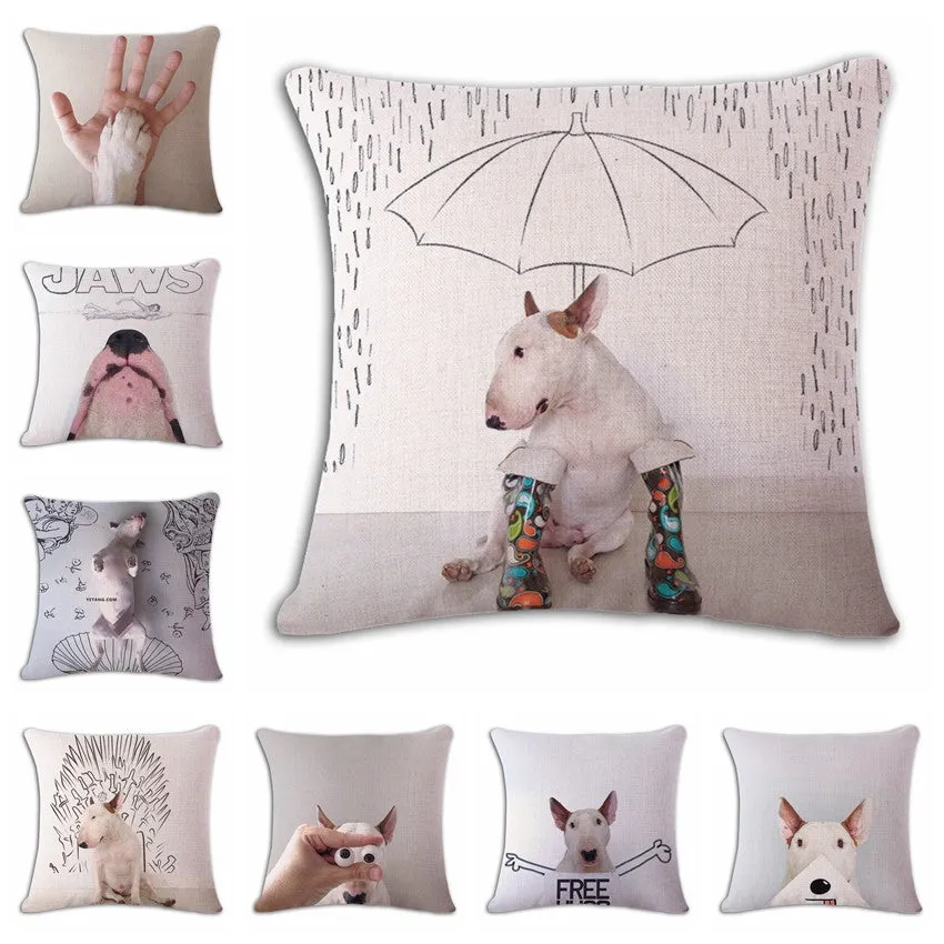 18'' Square Bullterrier Cushion Covers Dog Pet Soft Material Pillow Cases For Kids Baby Girl Boy Bedroom Decor Drop Shipping