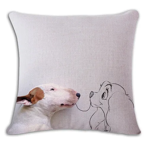 18'' Square Bullterrier Cushion Covers Dog Pet Soft Material Pillow Cases For Kids Baby Girl Boy Bedroom Decor Drop Shipping