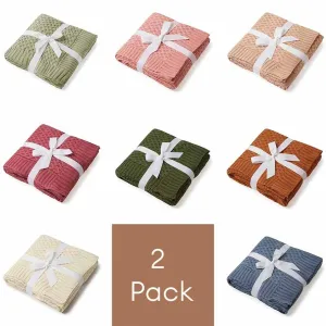 2 Pack Diamond Knit Organic Baby Blanket