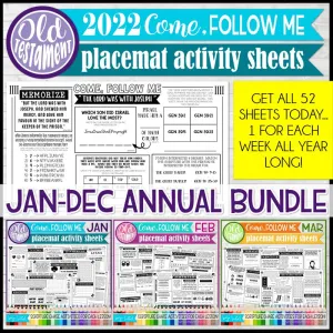 2022 CFM Placemat Activity Sheets "PRE-ORDER" BUNDLE {JAN-DEC} PRINTABLE