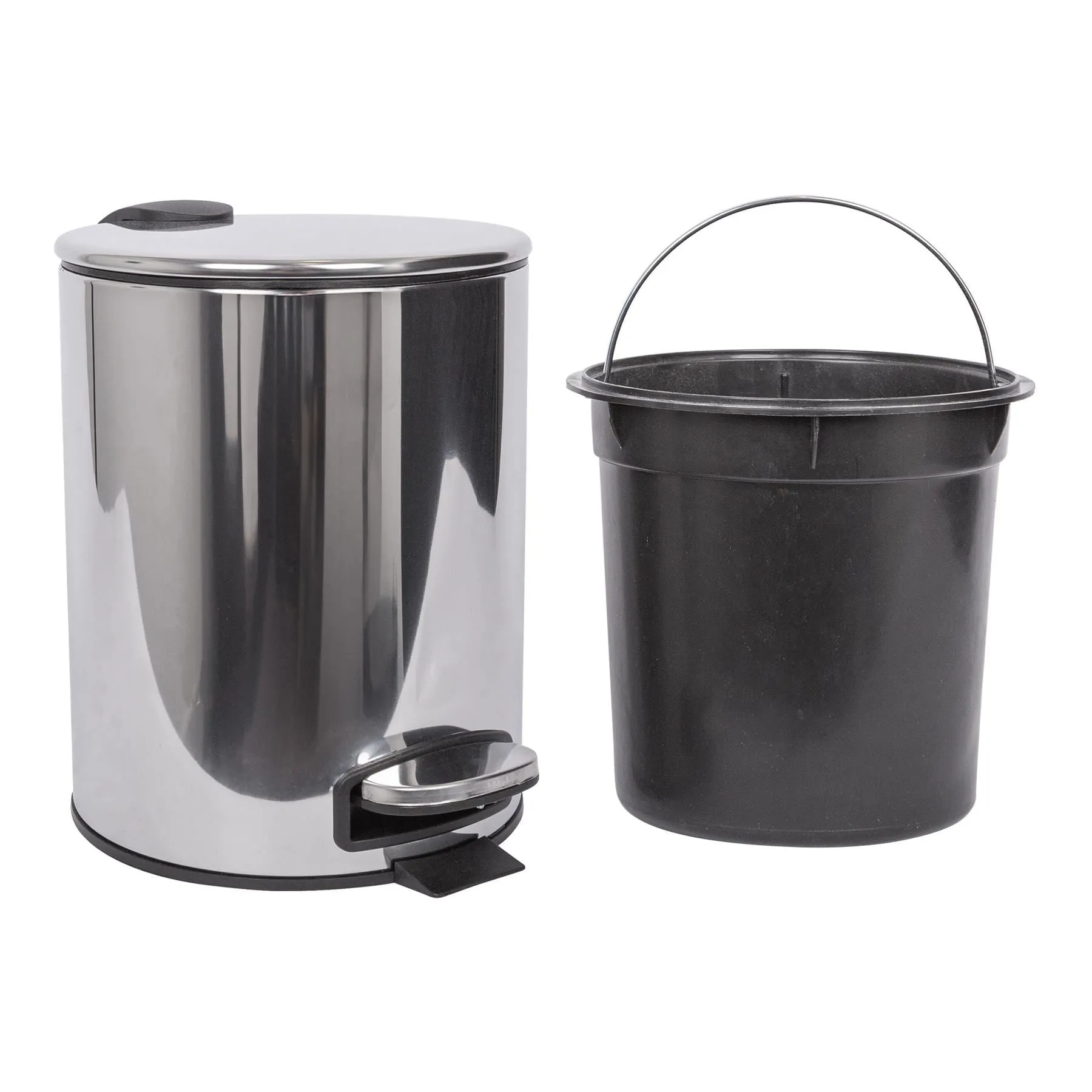 2pc 5L Round Stainless Steel Toilet Brush & Bin Set - By Harbour Housewares