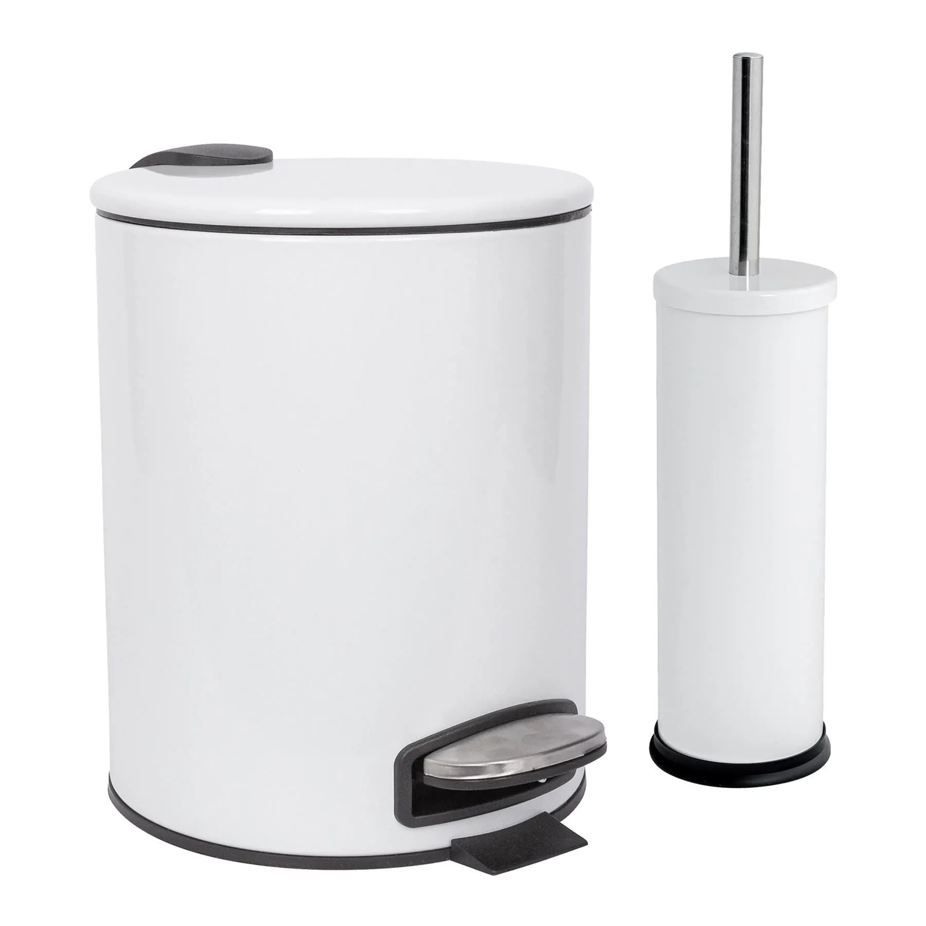 2pc 5L Round Stainless Steel Toilet Brush & Bin Set - By Harbour Housewares