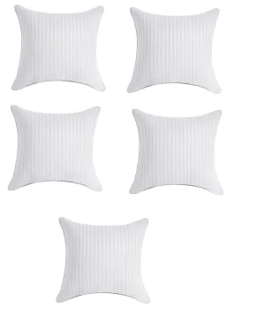 9villa Durable Fiber Cushion in Satin Stripe Fabric with Stomach, Cushions for Sofa,Bed,and Chair Cushion Set of 5 (16 X 16 X 5 Inchs, White)