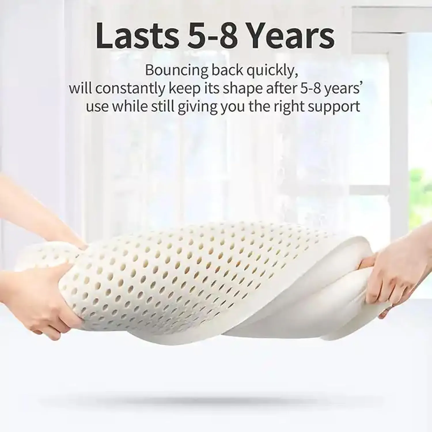 AJISH 100% Organic Contour Latex Pillow Ultra Plush Latex Foam Bed Pillow for Sleeping, Side and Stomach Sleepers- with Inner Cotton Cover, Pack of 1 White