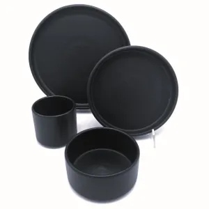 American Modern Dinnerware Set - 4 piece - Matte Black