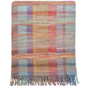 Bedcover<br />Rainbow Plaid<br />Linen & Tussar Silk