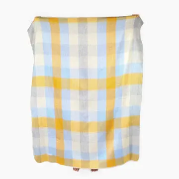 Blanket Large Throw Gold/Blue Check