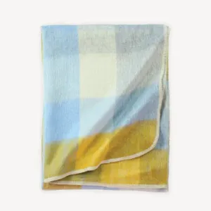 Blanket Large Throw Gold/Blue Check