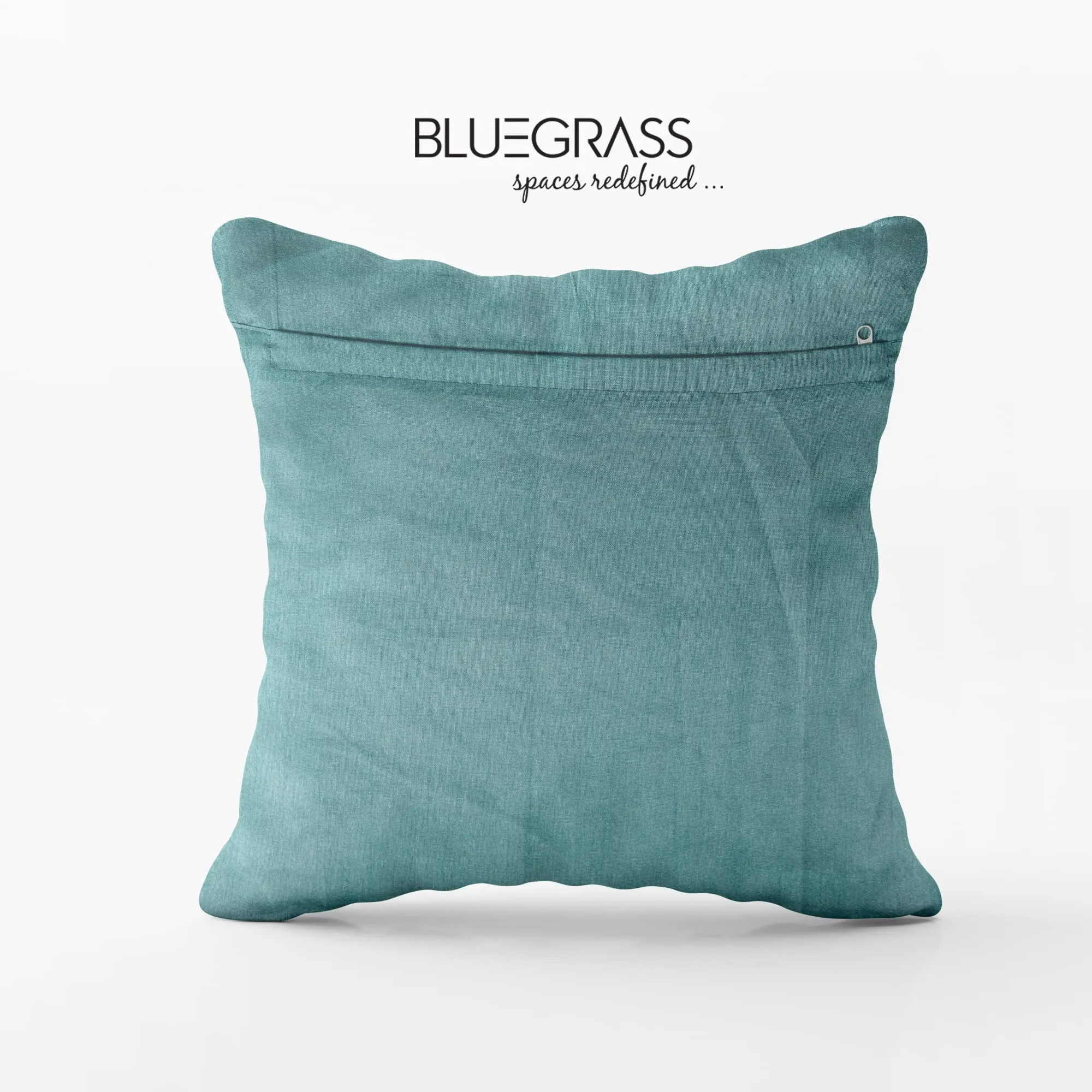 BLUE GRASS Digital Hd Foil Print Velvet Cushion Cover - Set Of 2, 24X24 Inch || Sea Green, 200 TC