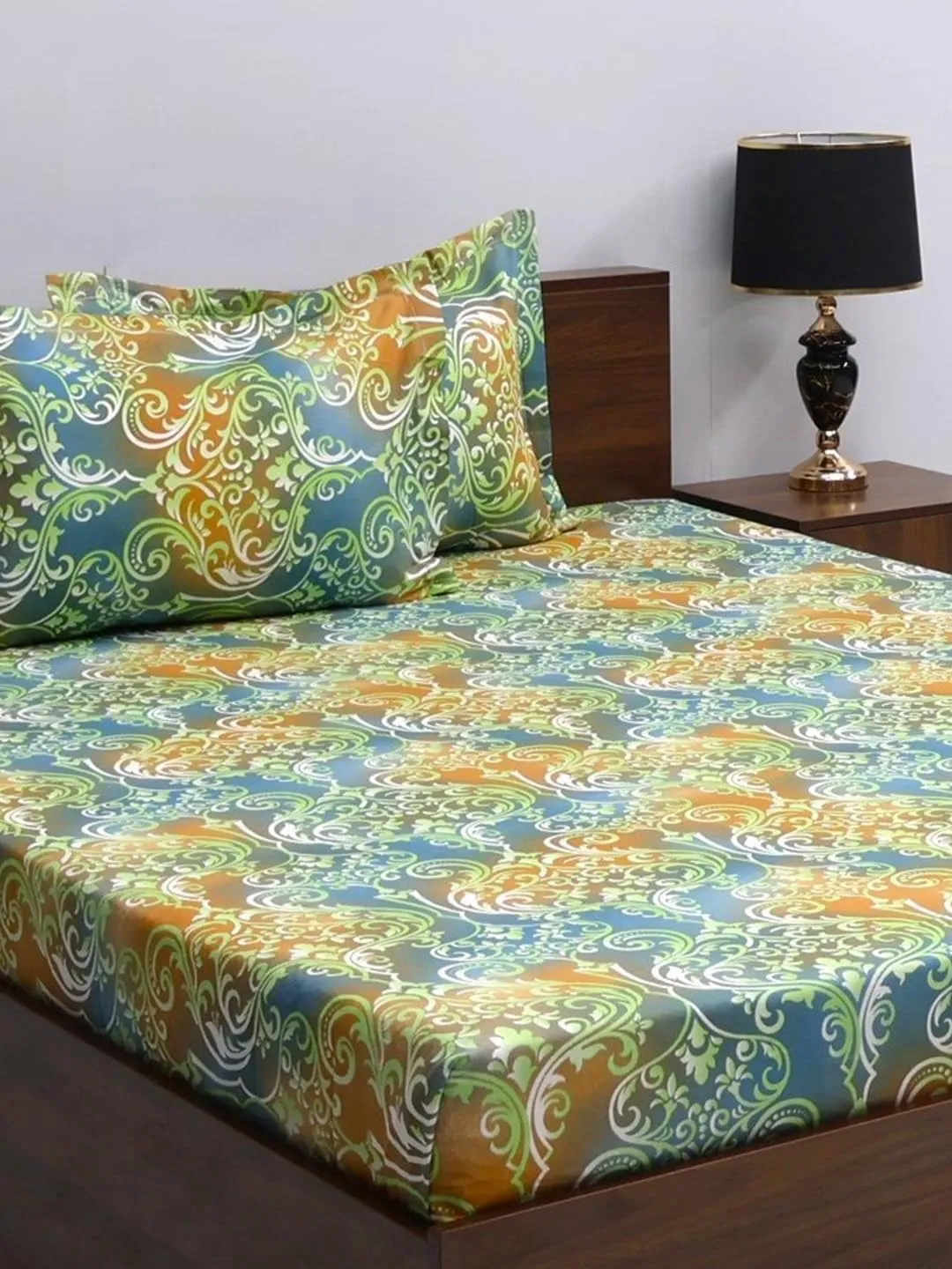 Bombay Dyeing Double Bedsheet Cotton 144 TC Premium Bedsheet & 2 Pillow Covers | Double | 224 X 254 Cms | Fade Less Colors | 2003 - Yellow