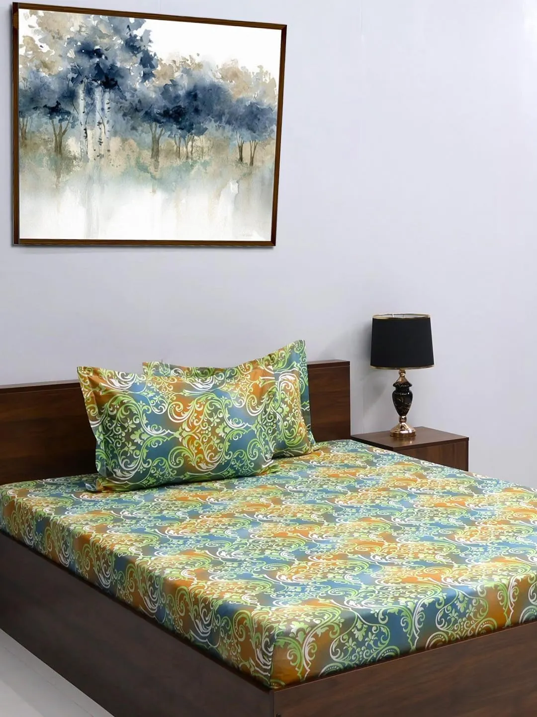 Bombay Dyeing Double Bedsheet Cotton 144 TC Premium Bedsheet & 2 Pillow Covers | Double | 224 X 254 Cms | Fade Less Colors | 2003 - Yellow