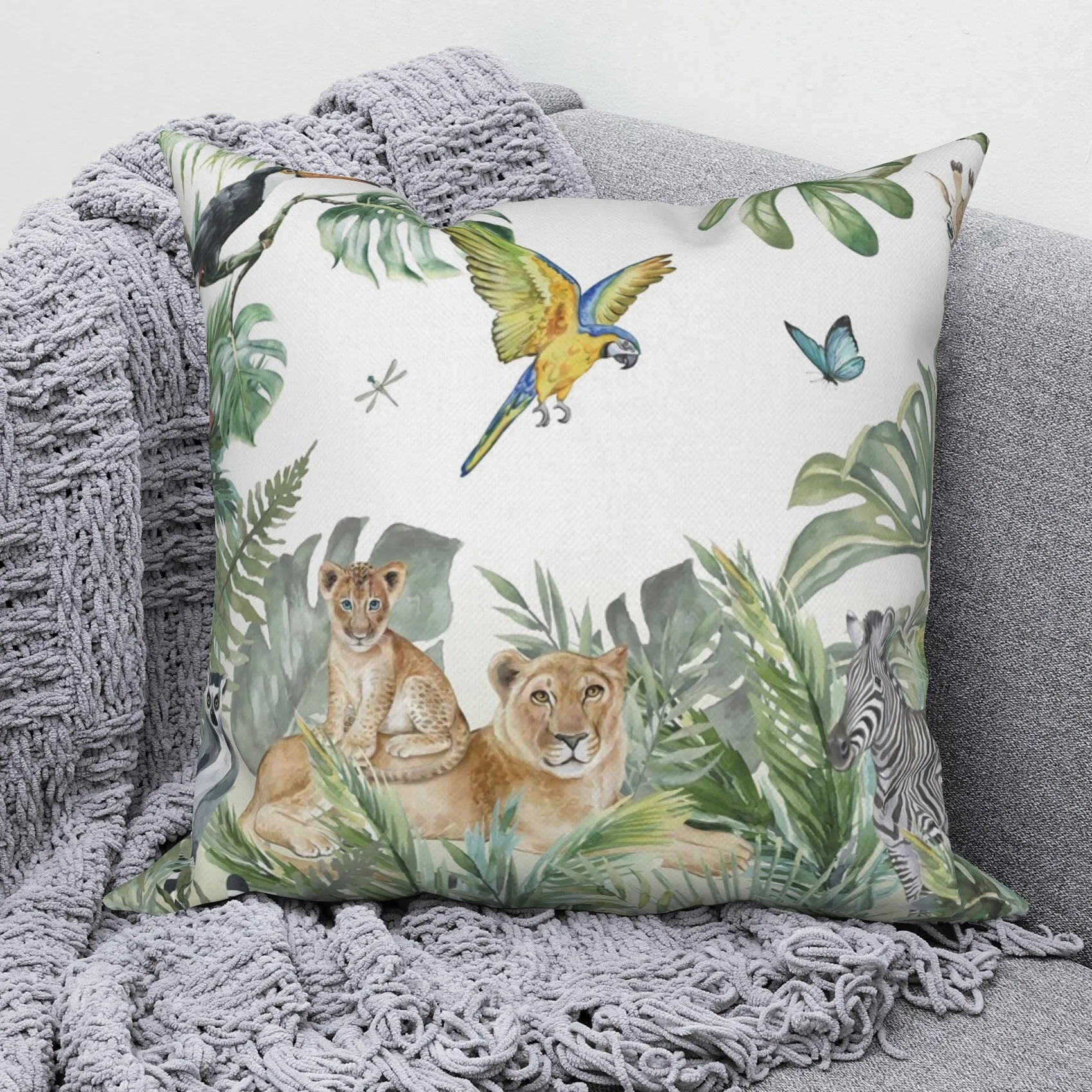 Cartoon Animal Zoo Pillow Covers