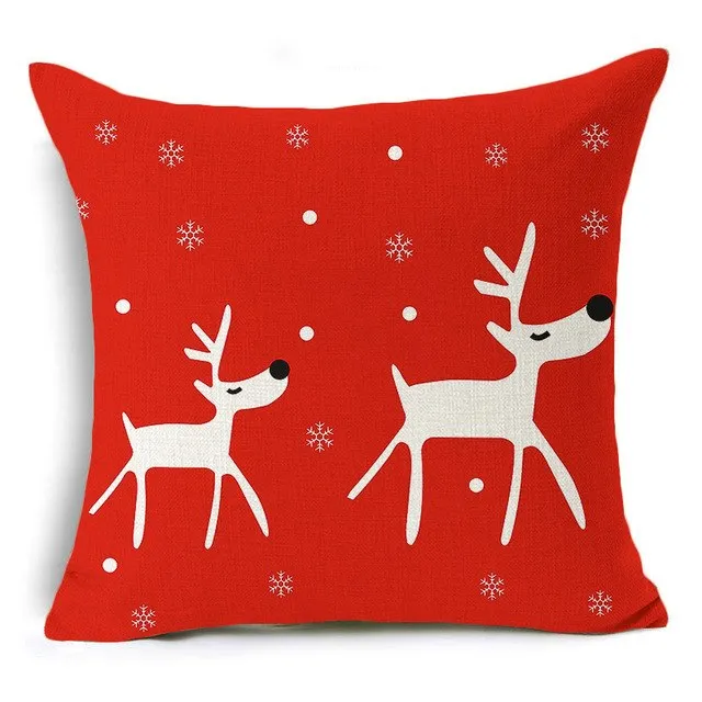 Christmas Deer Cushion Cover Cotton Linen Xmas Deer Santa Claus Pillows Cover