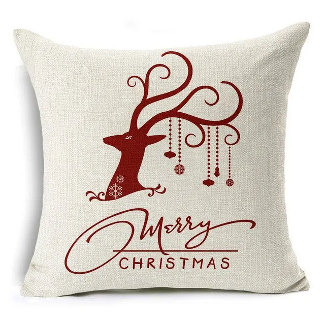 Christmas Deer Cushion Cover Cotton Linen Xmas Deer Santa Claus Pillows Cover