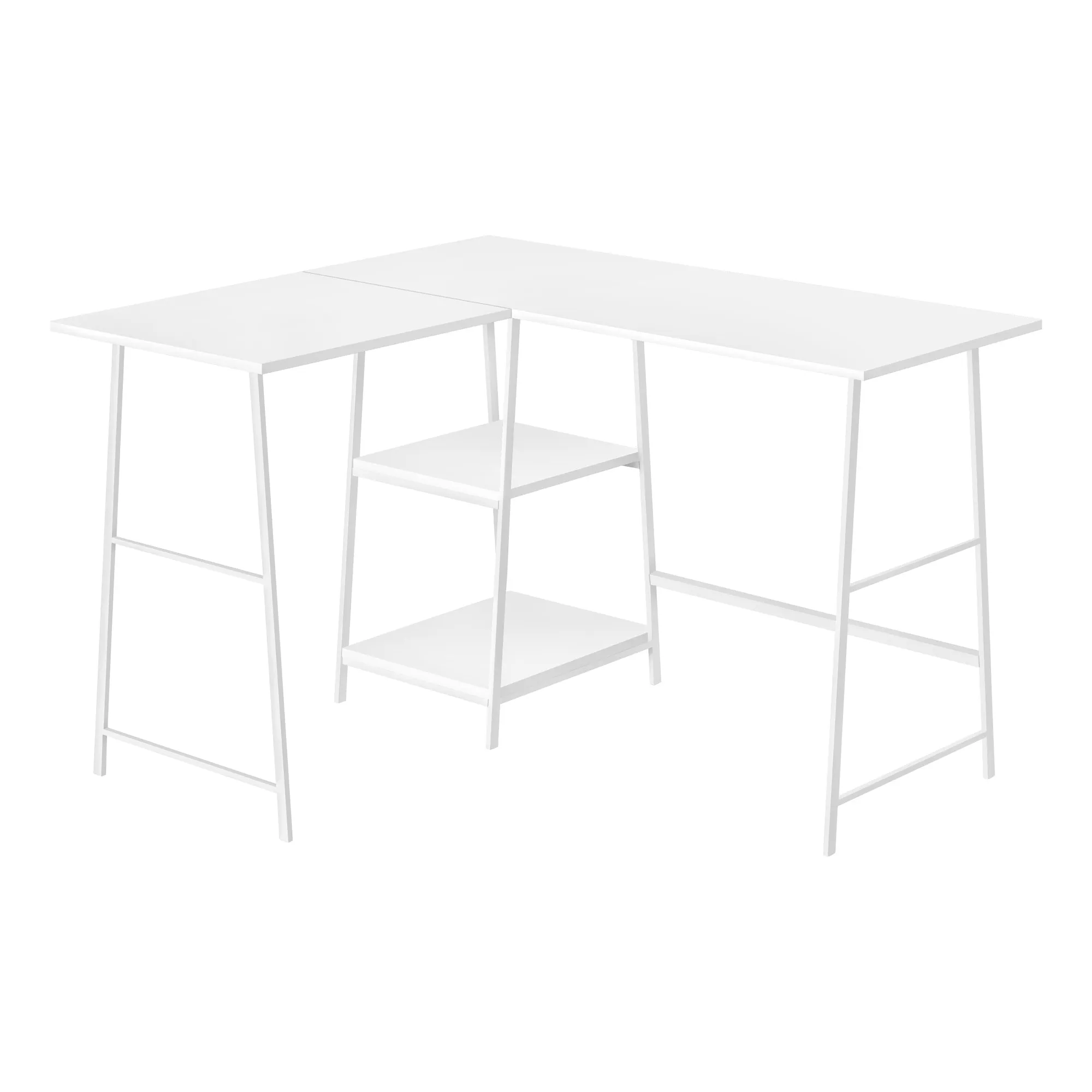 Computer Desk - 48"L / White Top / White Metal Corner