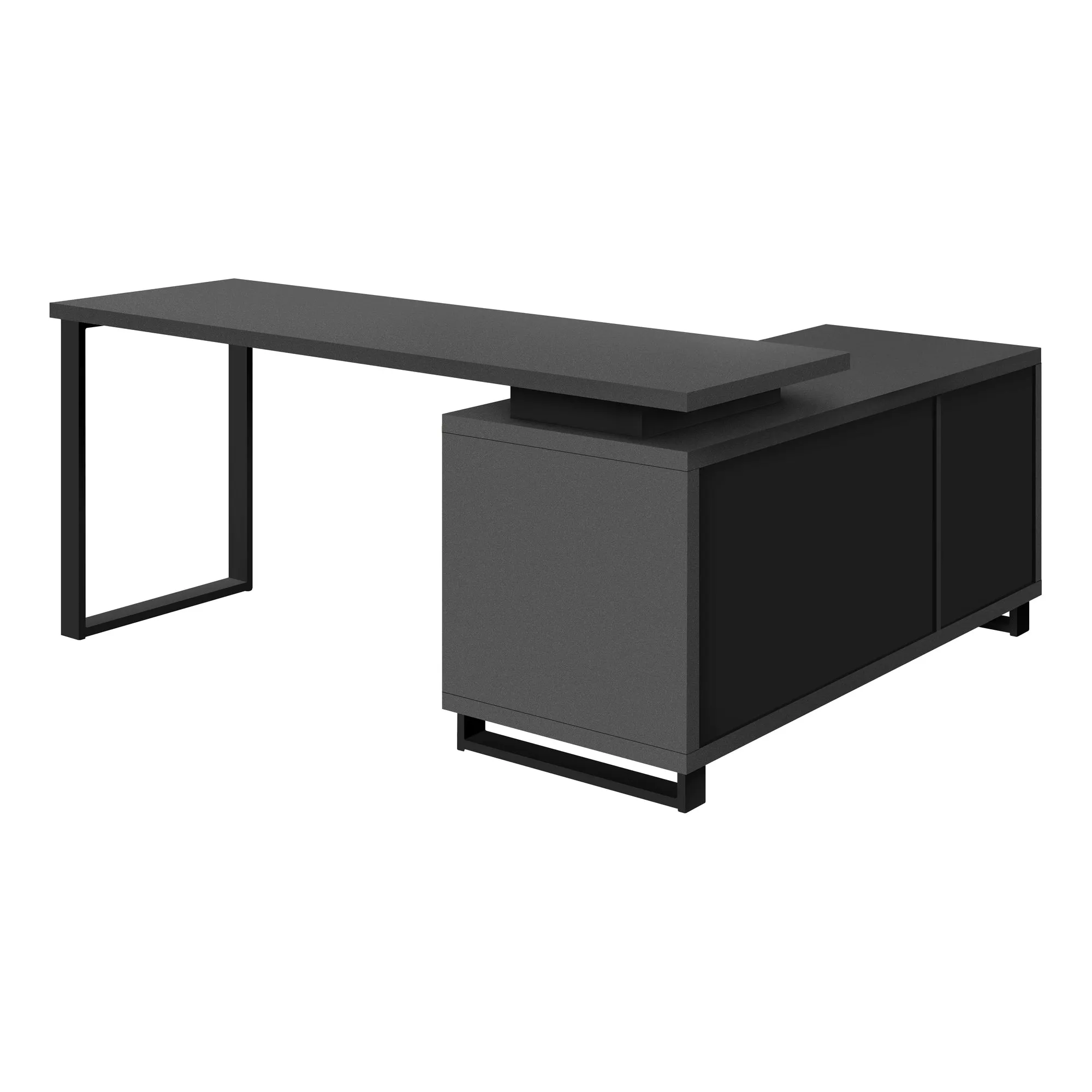 Computer Desk - 72"L Modern Grey / Black Executive Corner