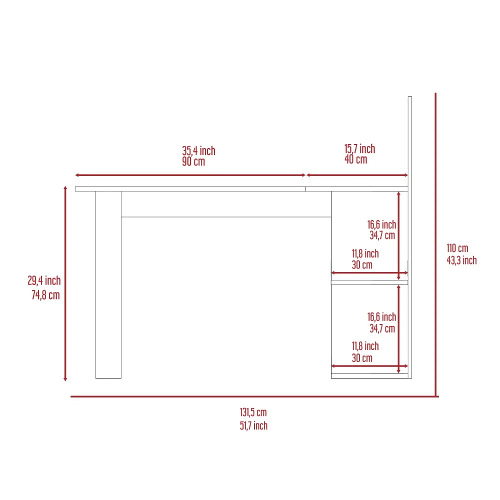 Computer Desk Mohave, Five Open Shelves, Smokey Oak Finish