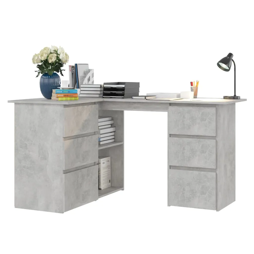 Corner Desk Concrete Grey 145x100x76 cm Chipboard