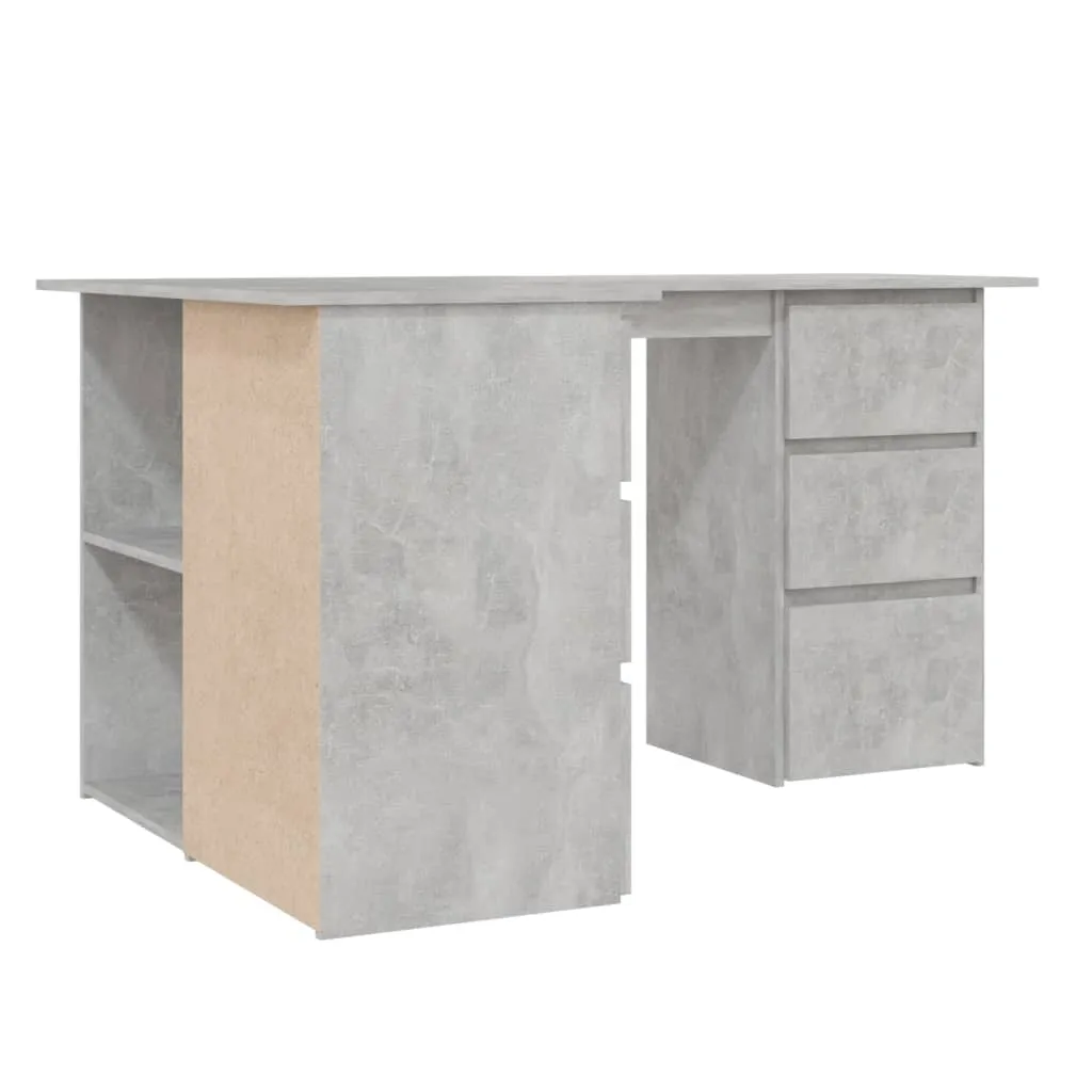 Corner Desk Concrete Grey 145x100x76 cm Chipboard