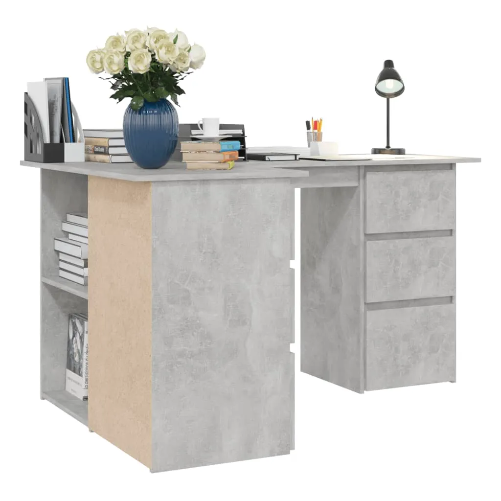 Corner Desk Concrete Grey 145x100x76 cm Chipboard