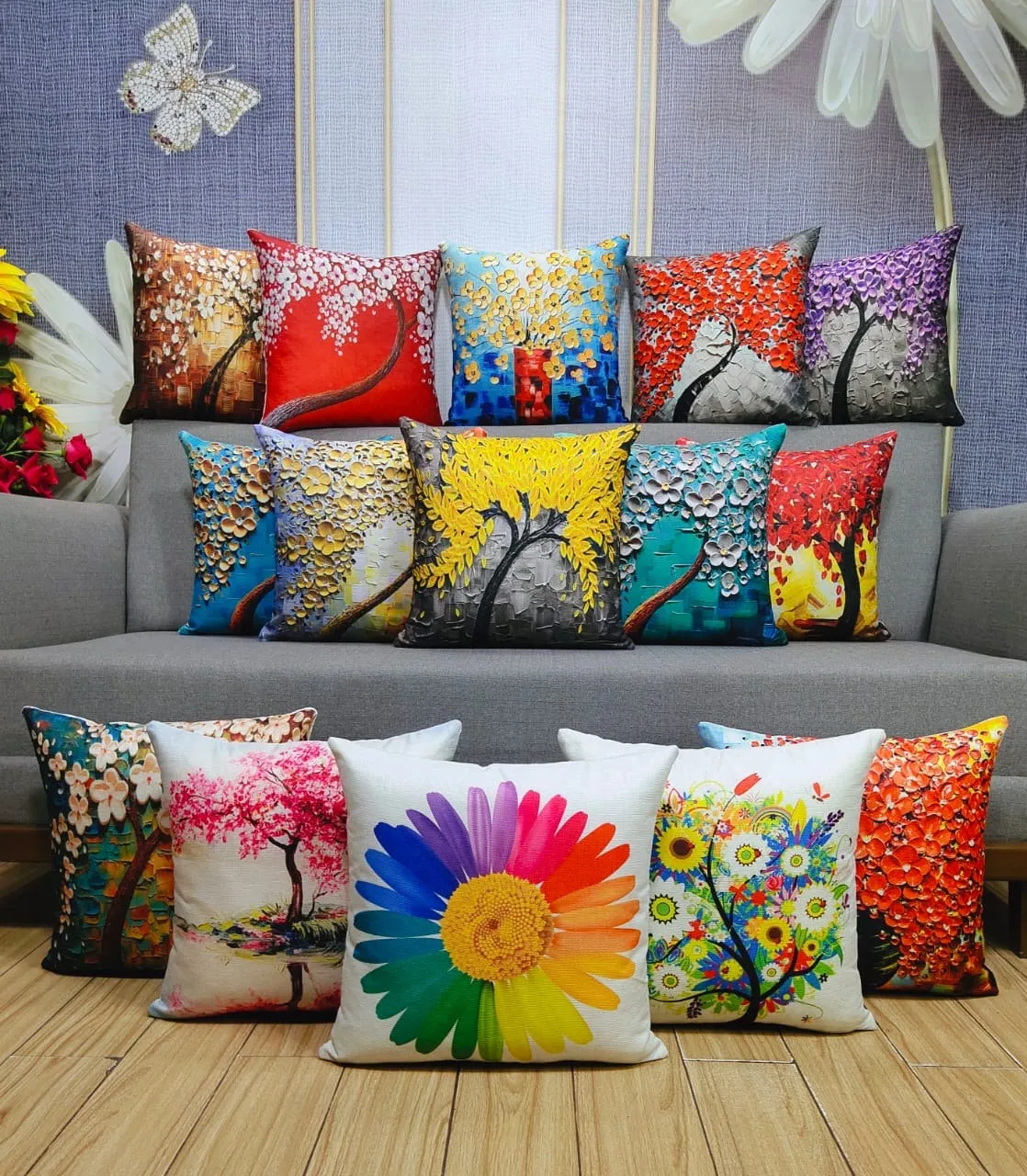 Decorative Digital Print Jute Cushions Cover 16″ x 16″ 1040250