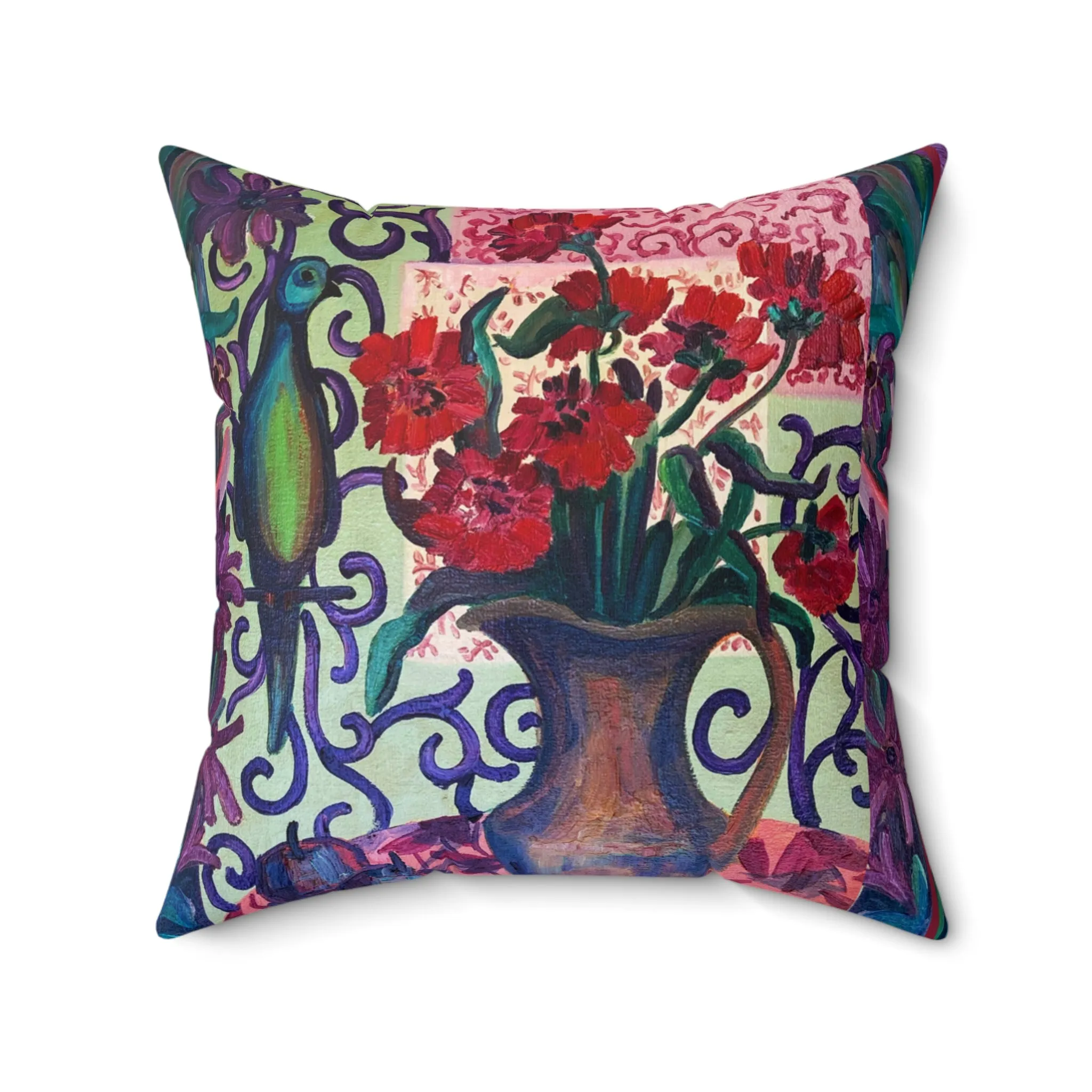 Decorative Pillow - "Green Parrot"