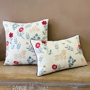 Decorative Throw Pillows for Couch, Embroider Flower Cotton Pillow Covers, Spring Flower Decorative Throw Pillows, Farmhouse Sofa Decorative Pillows