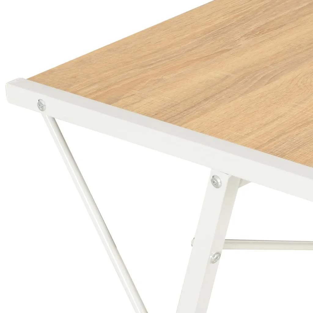 Desk with Shelf White and Oak 116x50x93 cm