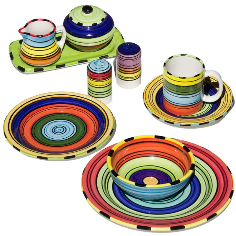 Dinnerware Set - 16 piece -Colorful Striped | Acapulco