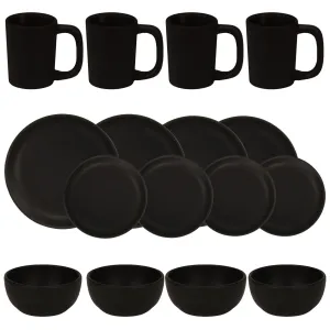 Dinnerware Set - 16 piece -Matte Black | Matte Black