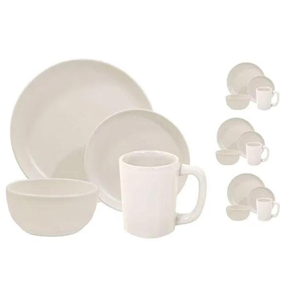 Dinnerware Set - 16 piece -Matte White | Matte White