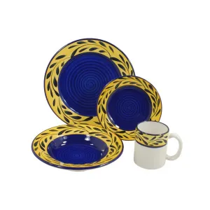 Dinnerware Set - 4 piece -Blue & Yellow | Country French