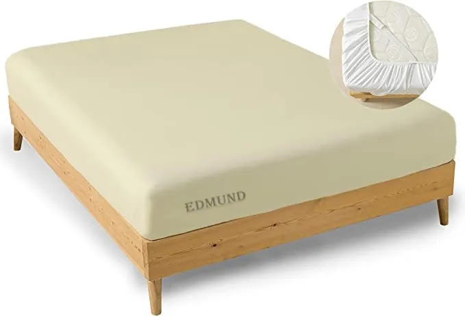 EDMUND - Super Soft Elastic Fitted Bedsheet with Pillow Covers Single Bed (36" X 78"  8") Fitted Bedsheet Machine Washable Cotton Finished Elastic Bedsheet Single Bed | Ivory