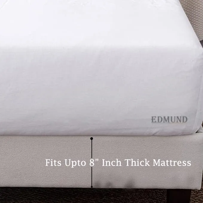 EDMUND - Super Soft Elastic Fitted Bedsheet with Pillow Covers Single Bed (36" X 78"  8") Fitted Bedsheet Machine Washable Cotton Finished Elastic Bedsheet Single Bed | Ivory