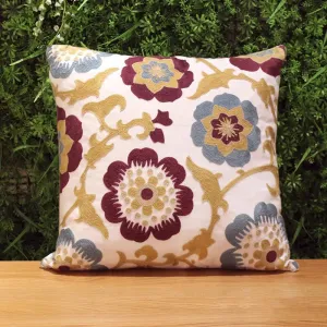 Embroider Flower Cotton Pillow Covers, Cotton Flower Decorative Pillows, Decorative Sofa Pillows, Farmhouse Decorative Throw Pillows for Couch