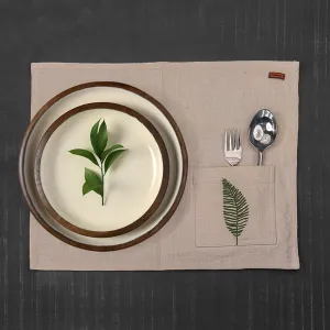 Fern Hand emroidered Placemat set of 6