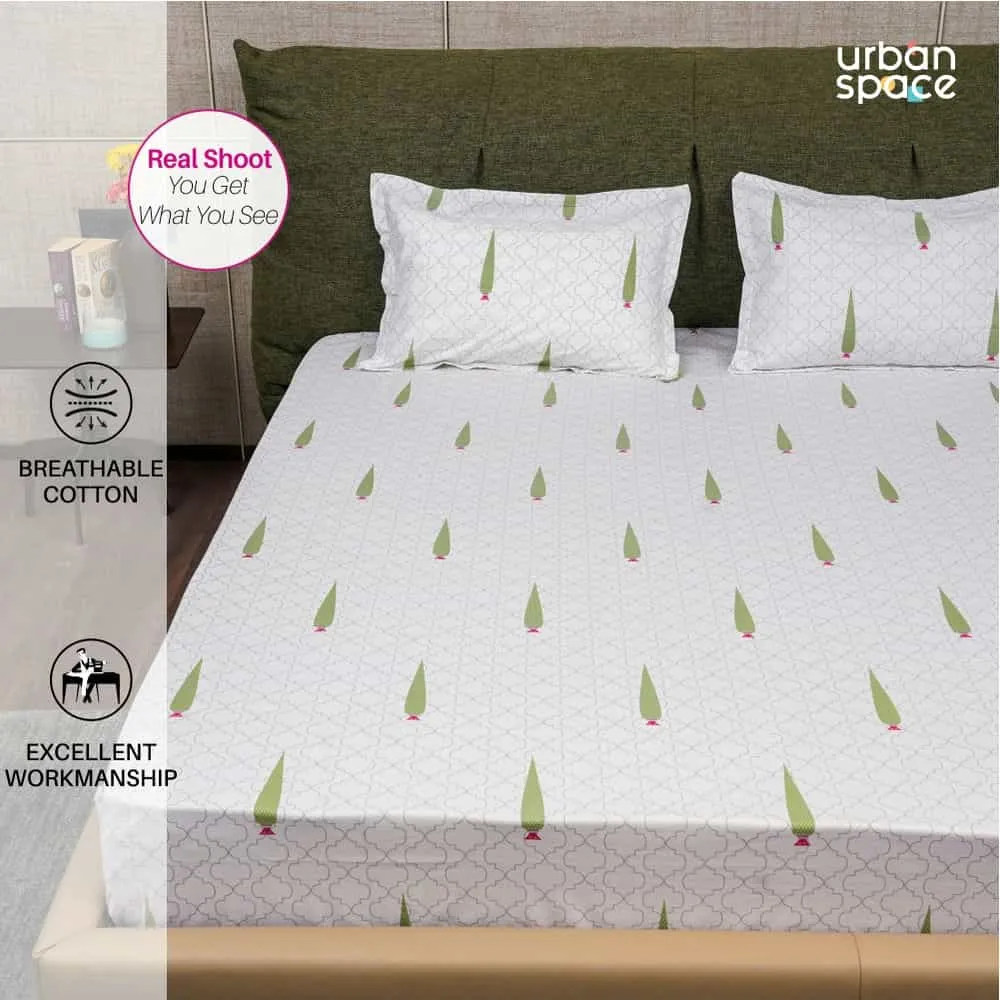 Fitted King Size Cotton Bedsheet - Pinewood Grey Green