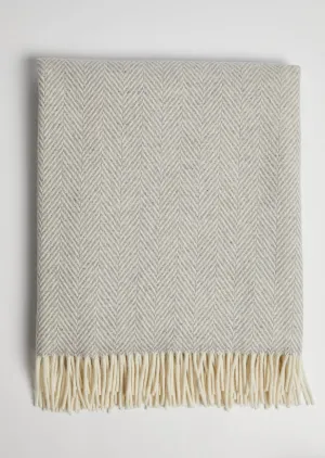 Foxford Cashmere Throw | Grey Herringbone