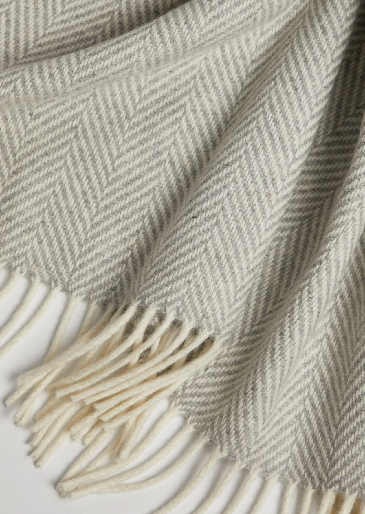 Foxford Cashmere Throw | Grey Herringbone