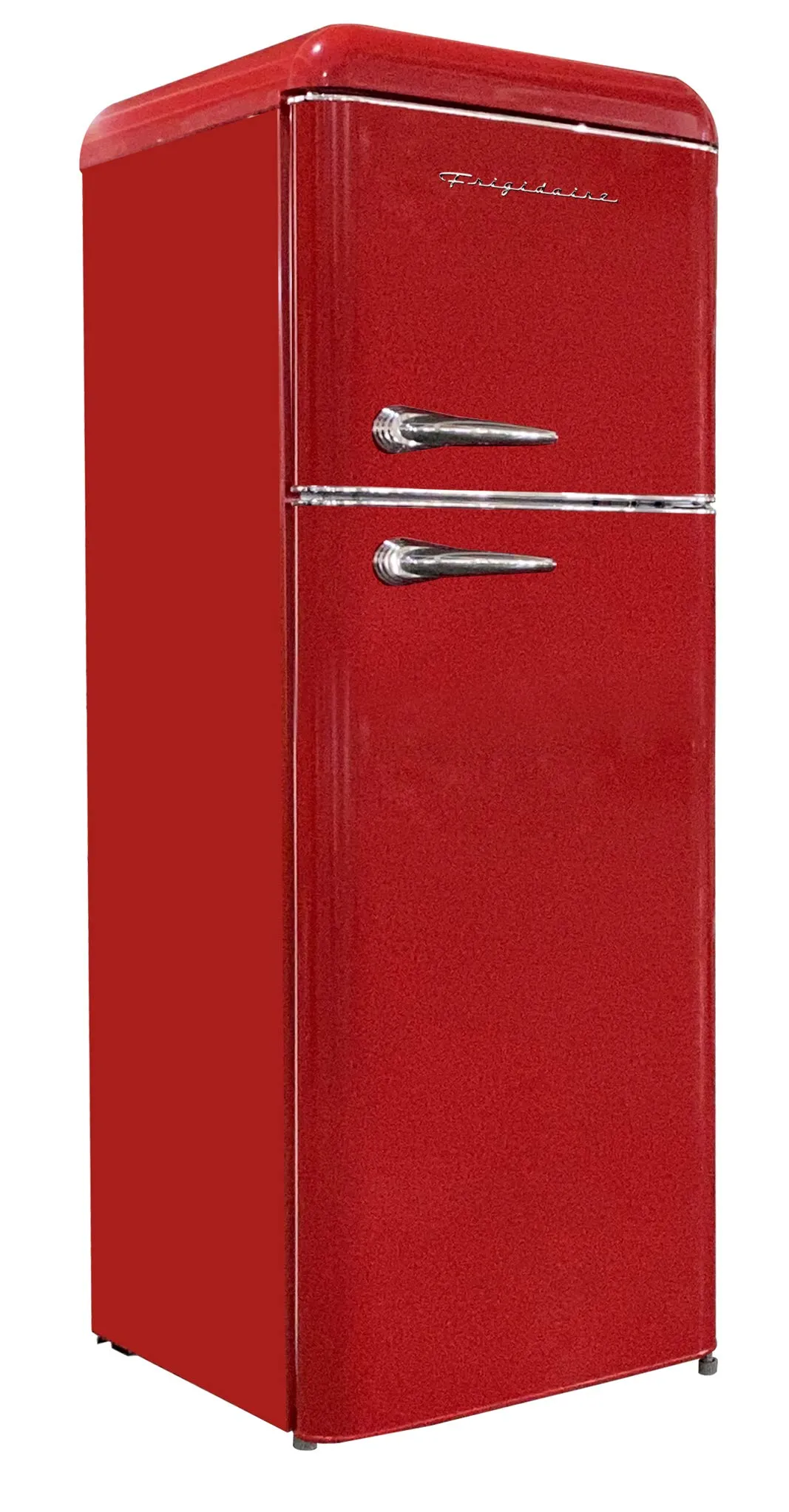 FRIGIDAIRE EFR756-RED EFR756, 2 Door Apartment Size Retro Refrigerator with Top Freezer, Chrome Handles, 7.5 cu ft, red