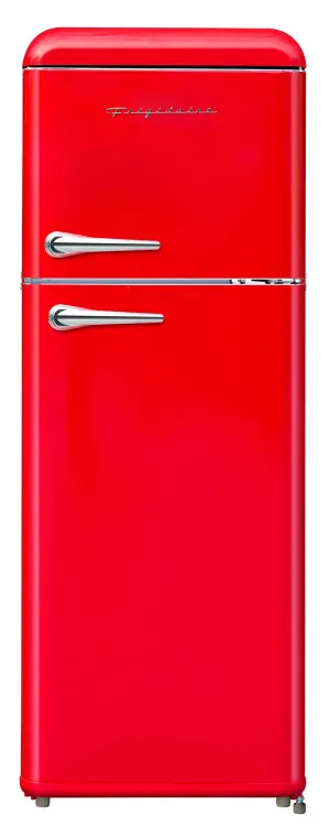 FRIGIDAIRE EFR756-RED EFR756, 2 Door Apartment Size Retro Refrigerator with Top Freezer, Chrome Handles, 7.5 cu ft, red