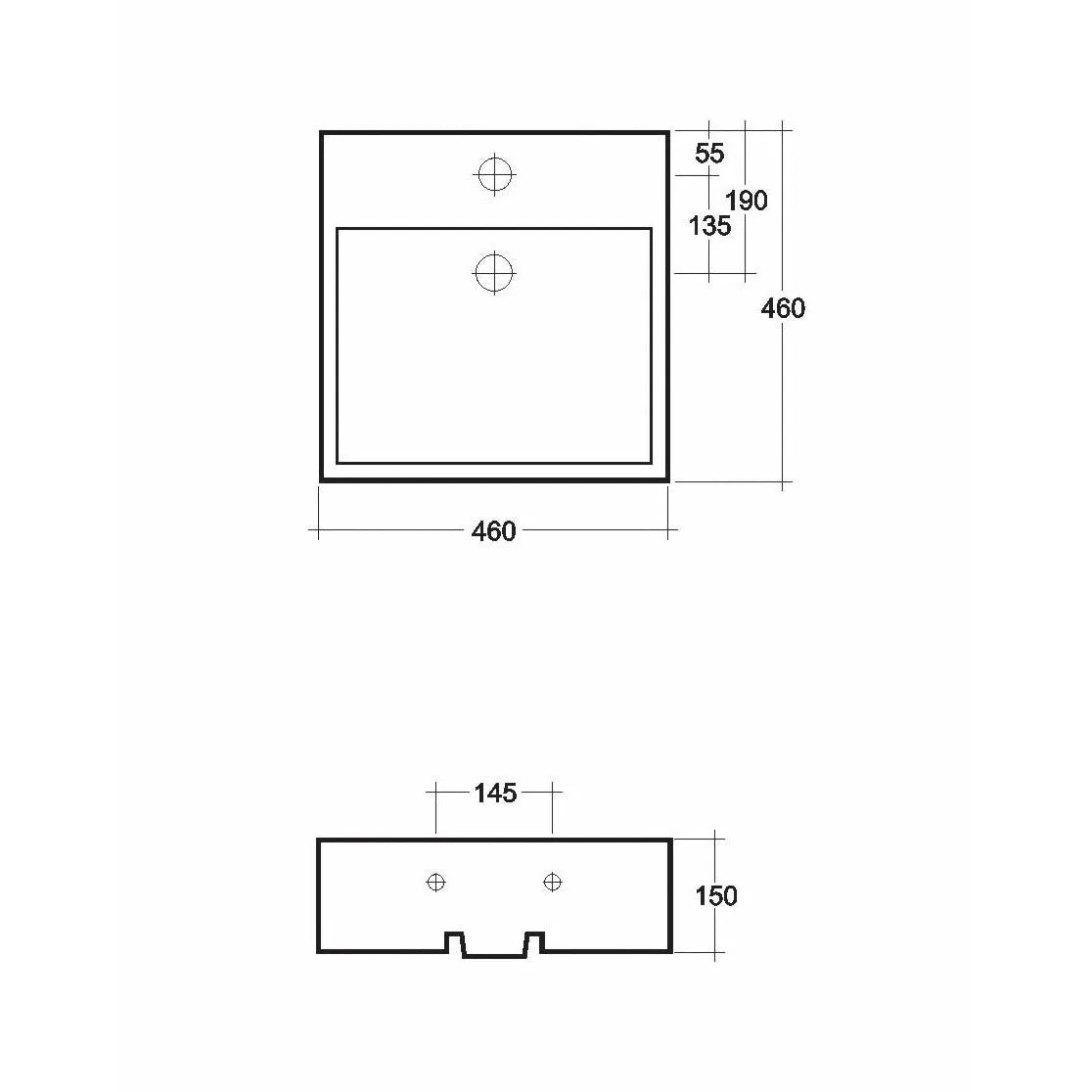 Frontline White Compact Nova 460mm Countertop Basin