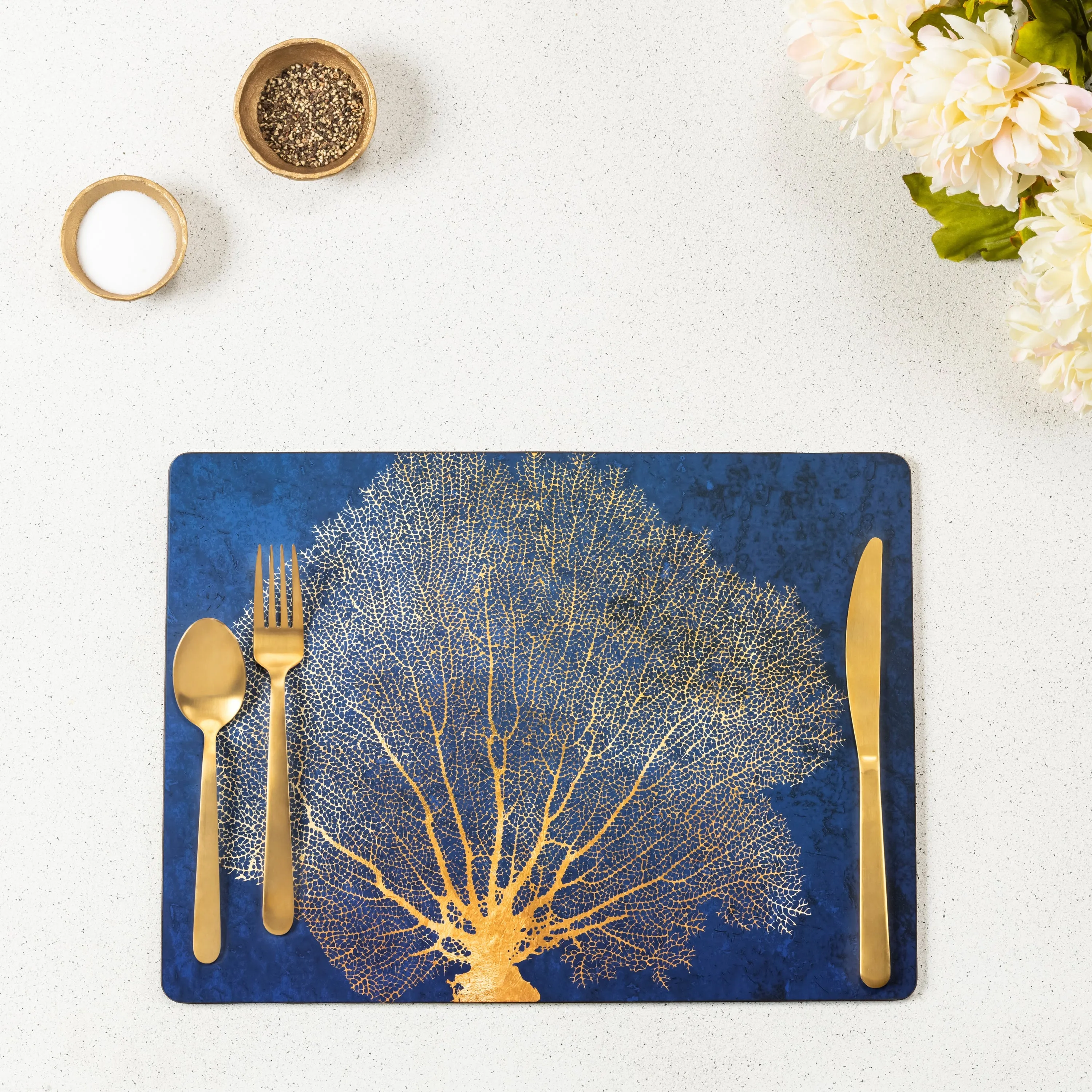 Gold Coral Art Placemats - Set of 4