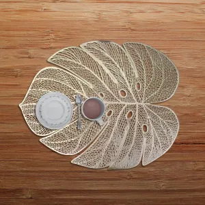 Golden Leaf Design Stylish Table Mat- Pack of 6