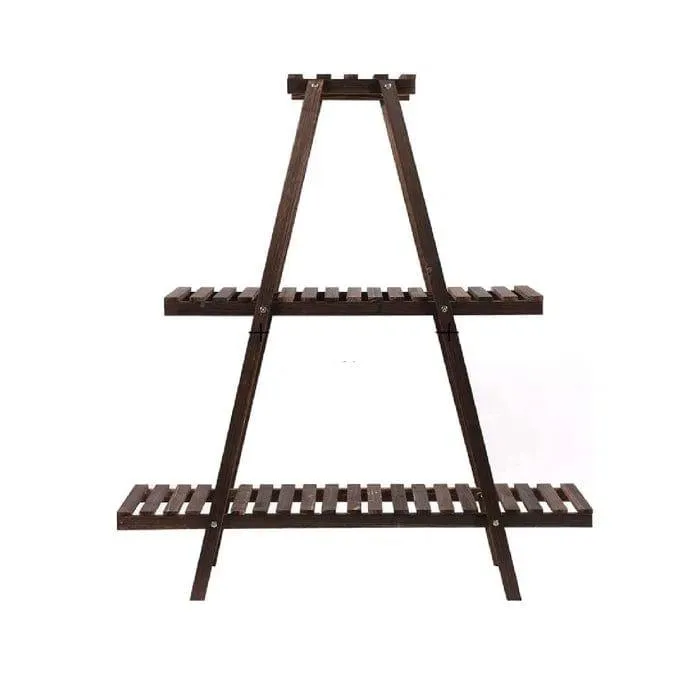 Goretti Triangular Multi-Tiered Mahogany Plant Stand