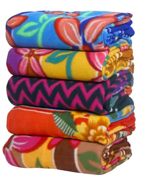 GOYAL'S Printed Fleece Double Bed All Season Blanket/Comforter/Dohar 250TC - Pack of 5 (87x85 Inch, Floral),