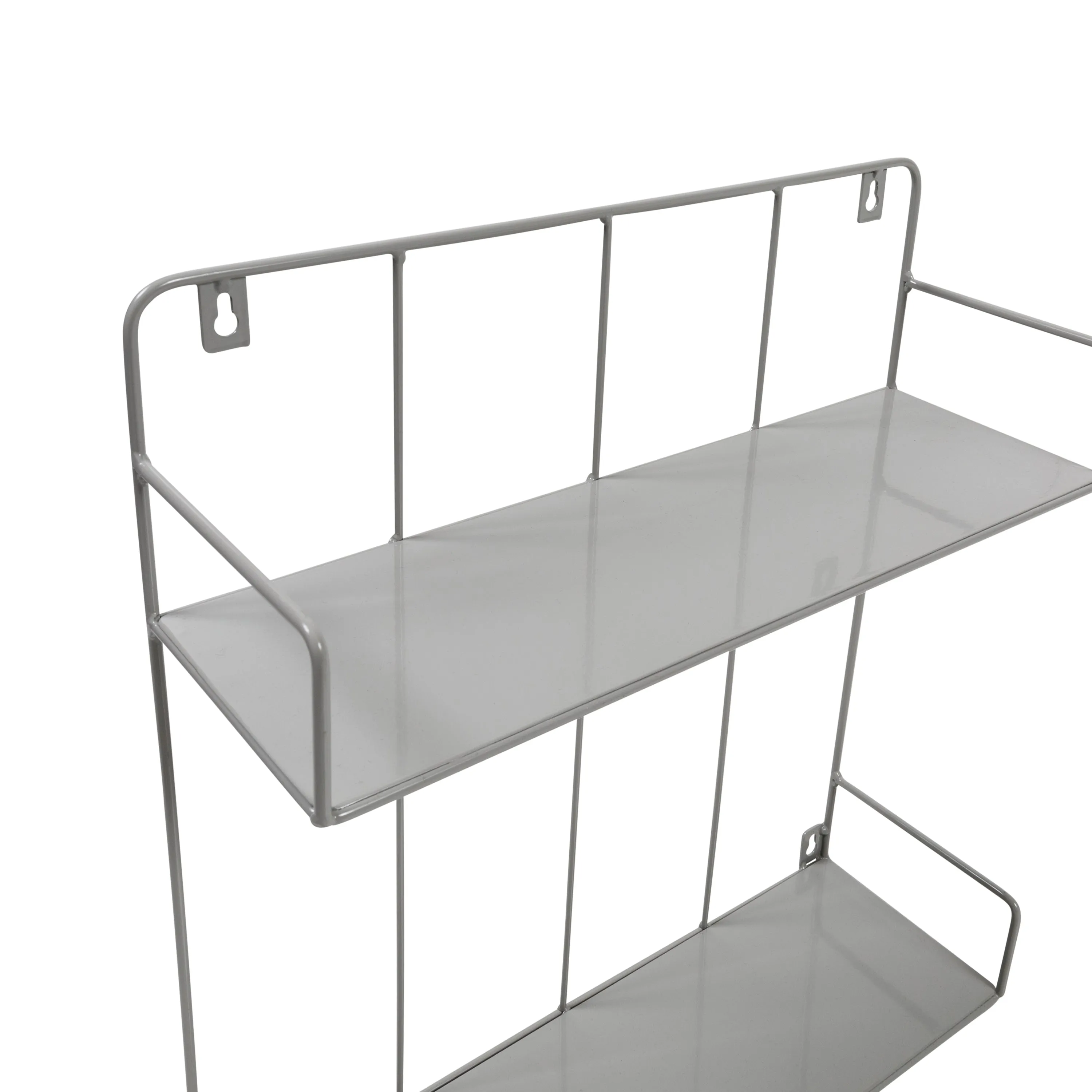 Gray 2-Tier Metal Accent Shelf